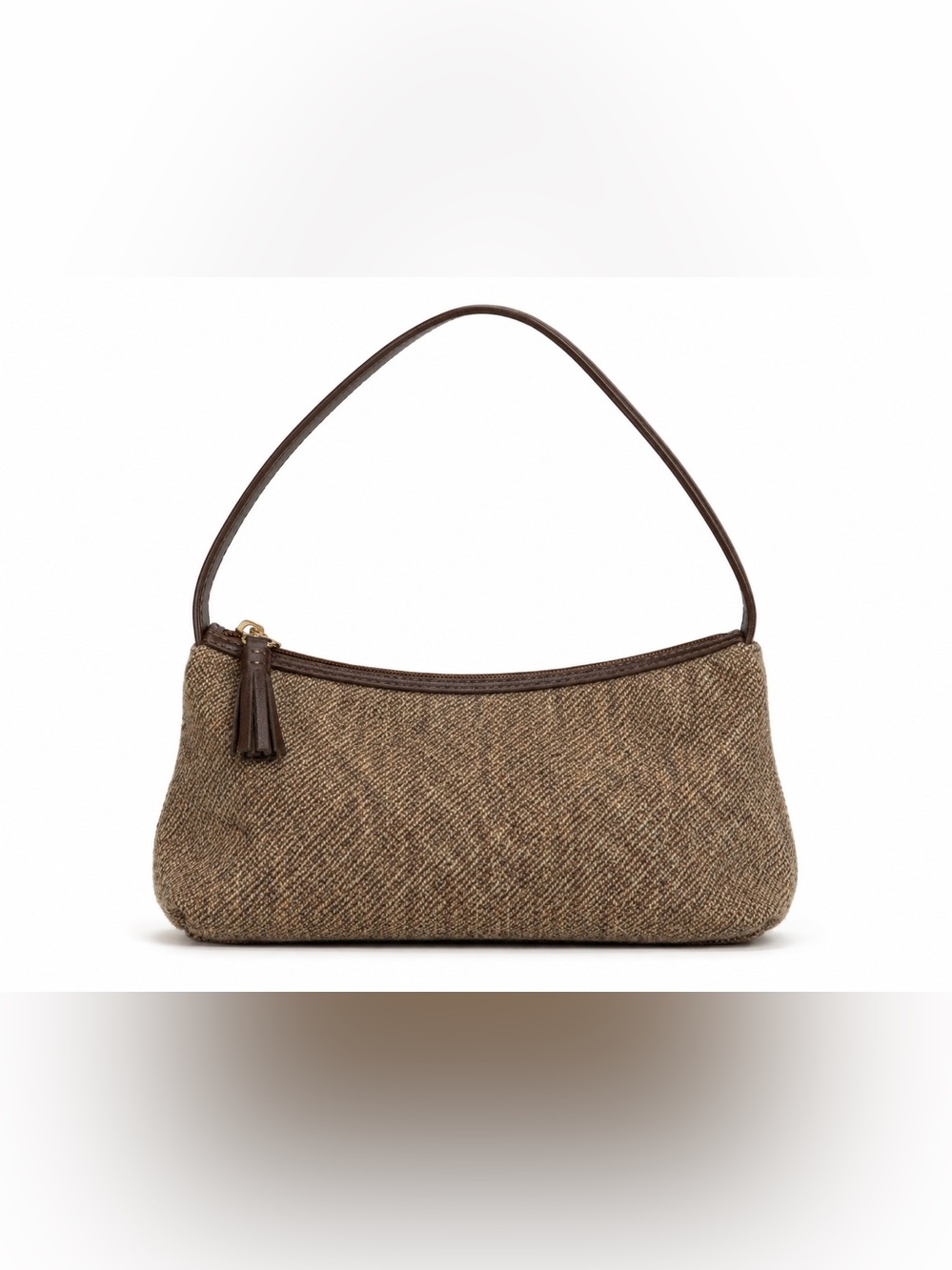Banana Republic Brown Tweed Shoulder Bag with Leather Strap